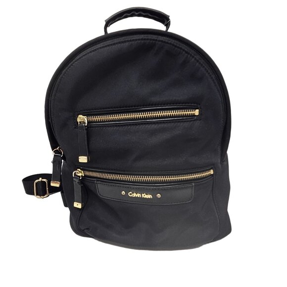 Calvin Klein Mini Back Pack Black Gold Zipper Adjustable Straps Pockets RN54163 main image 16